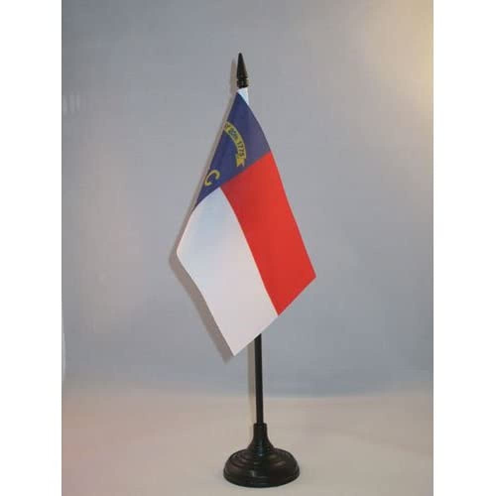 North Carolina Table Flag 4' X 6' - Us State Of Caroline Du Nord Desk Flag 15 X 10 Cm - Black Plastic Stick And Base - Az Flag