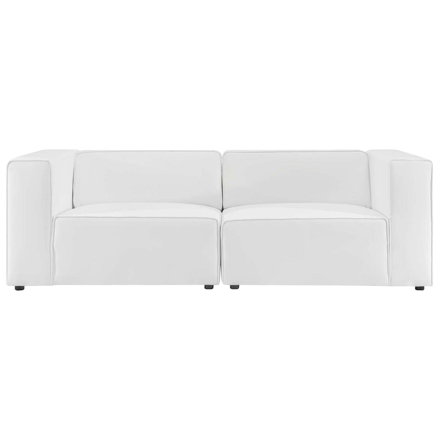 Modway Mingle Vegan Leather 2-Piece Sectional Loveseat in White