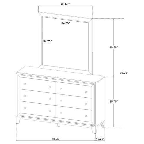 Coaster Home Furnishings Welsley Transitional 59-inch 6-Drawer Bedroom Dresser with Mirror Bedroom Clothing Storage Cabinet Wide Chest of Drawers Organizer Unit Walnut 223443M