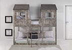 Donco Twin Tower Bunk Bed Bunkbed, Twin/Twin, Rustic Dirty White