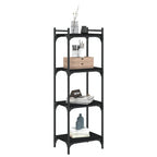 vidaXL 4-Tier Black Bookcase - Engineered Wood and Metal Frame - Adjustable Feet for Stability - Industrial Style Home Decor Bookshelf