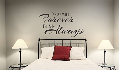 Bedroom D  cor Forever Be My Always Love Quotes Wall Decals Sticker 36x20-Inch Black