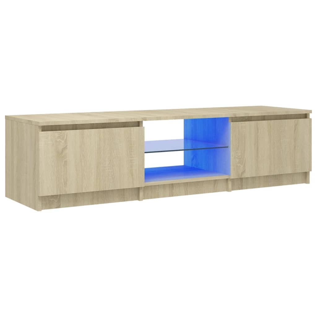 vidaXL TV Cabinet with LED Lights Sonoma Oak 55.1&quot;x16&quot;x14&quot;