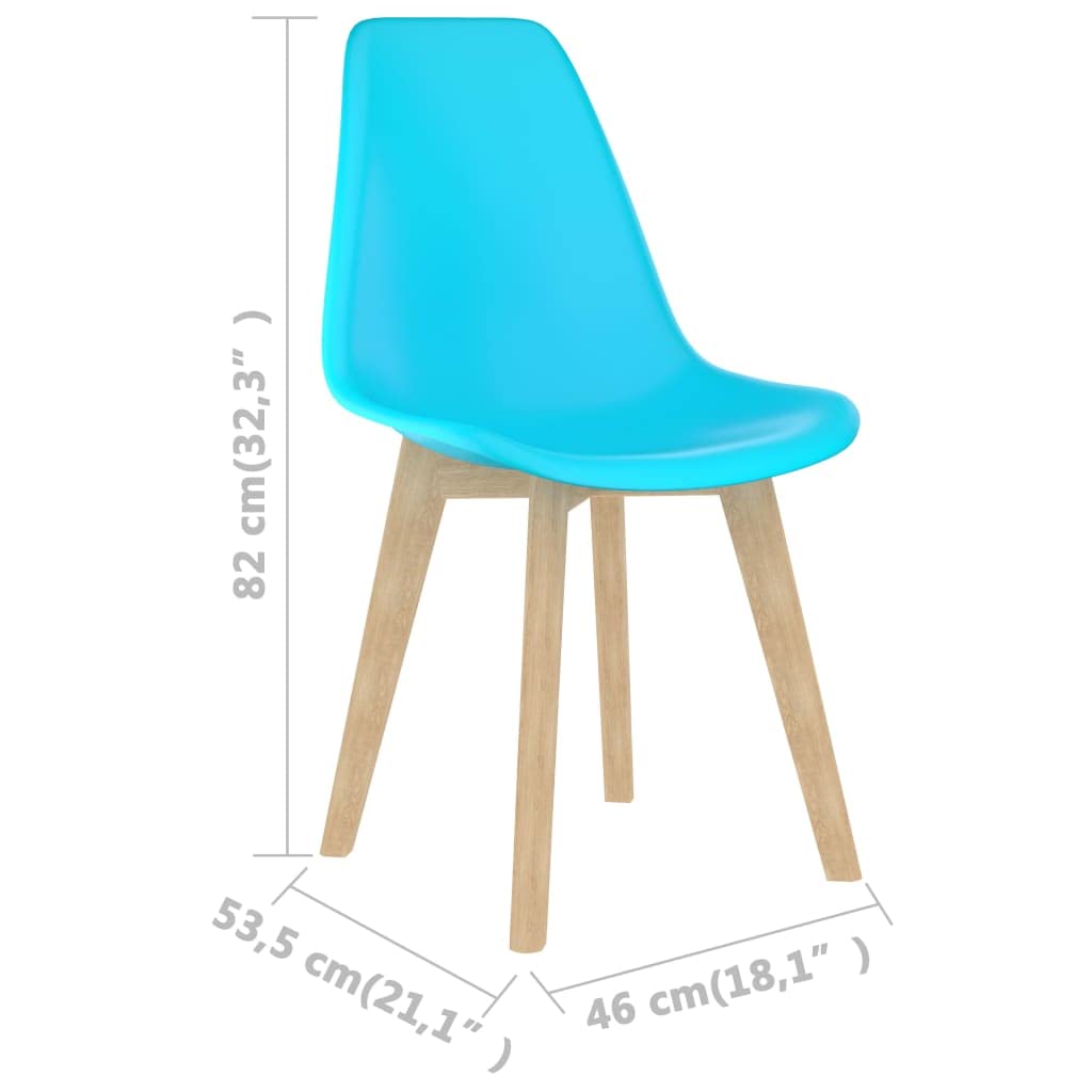 vidaXL 4X Dining Chair Turquoise Solid Wood Leg Plastic Seat Kitchen Furniture