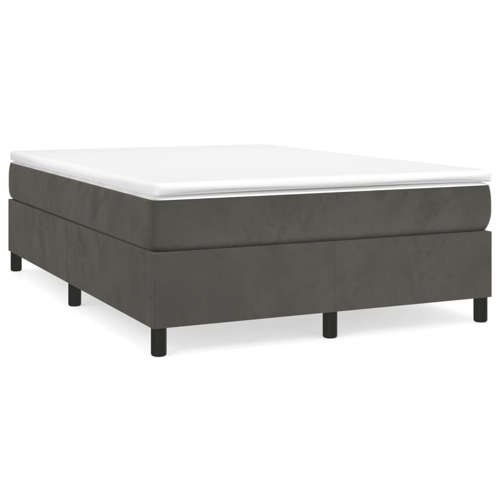 Vidaxl Velvet Box Spring Bed Frame – Modern Dark Gray, Comfortable, Durable Construction, Ideal For Bedroom, Fits Mattress Size 53.9&quot;X74.8&quot;