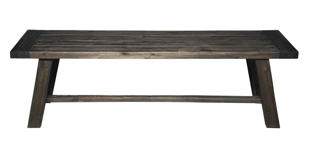 HomeRoots 524059 18 x 60 x 16 in. Gray & Dark Brown Distressed Wood Dining Bench