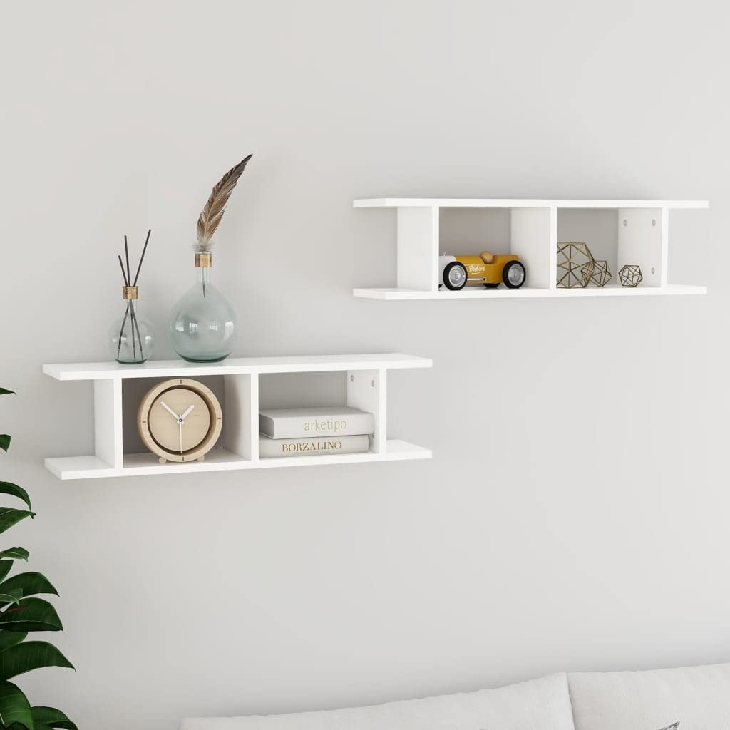 Wall Shelves 2 pcs White 78x18x20 cm Engineered Wood