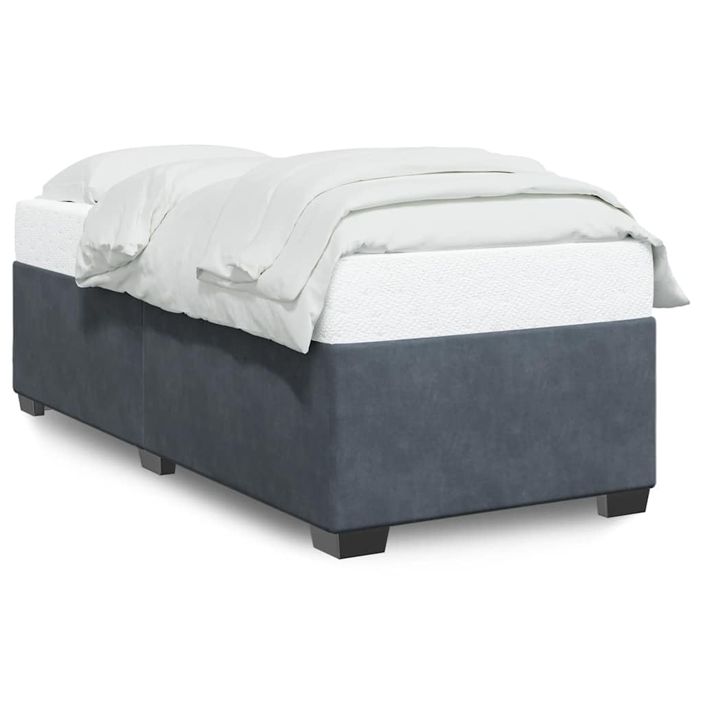 vidaXL Twin XL Velvet Bed Frame - Upholstered Bedstead with Slats, Dark Gray, for Bedroom/Dorm