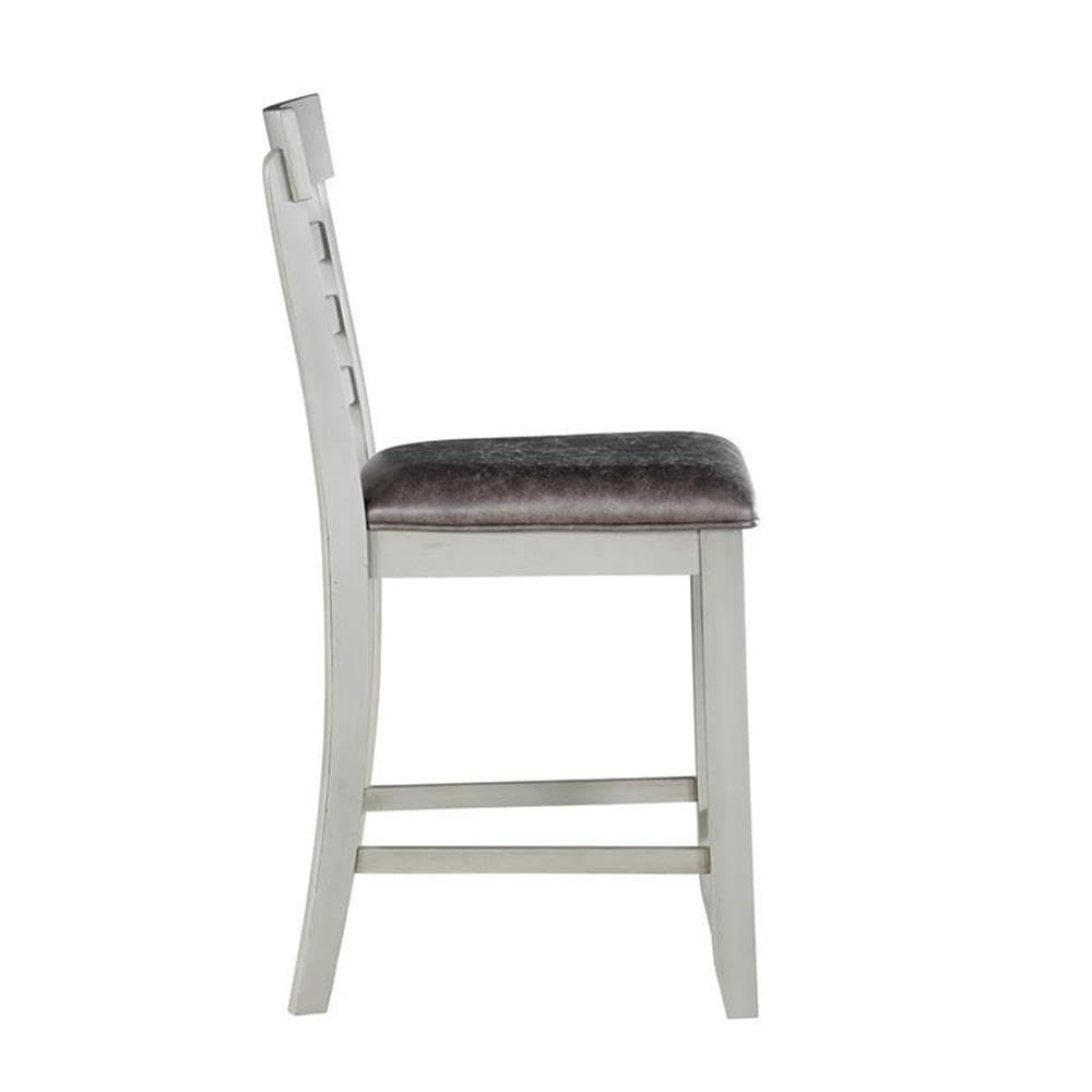 Steve Silver Co Hyland Counter Chair, Upholstered Vegan Leather, 24-Inch Seat Height, Dining Room, Kitchen, 19.5"x22.5"x42", Grey