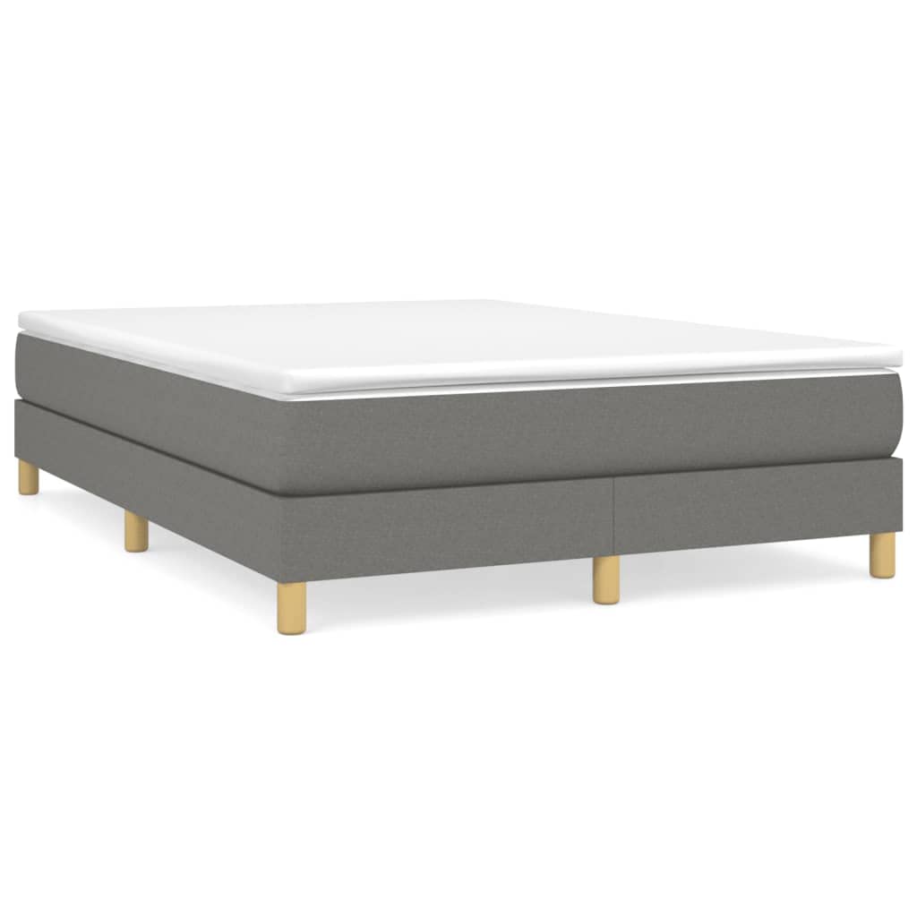 vidaXL Full Fabric Box Spring Bed Frame, Dark Gray, Modern Style, Plywood & Engineered Wood, Ideal for Full Sized Mattress, 53.9 x 74.8 - Enhances Bedroom Comfort & Aesthetics