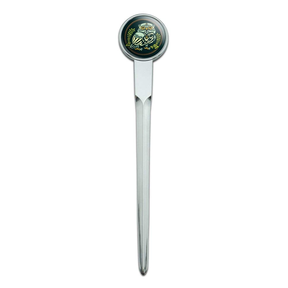 Wise White Tribal Owl Classic Chrome Plated Metal Envelope Letter Opener Slitter