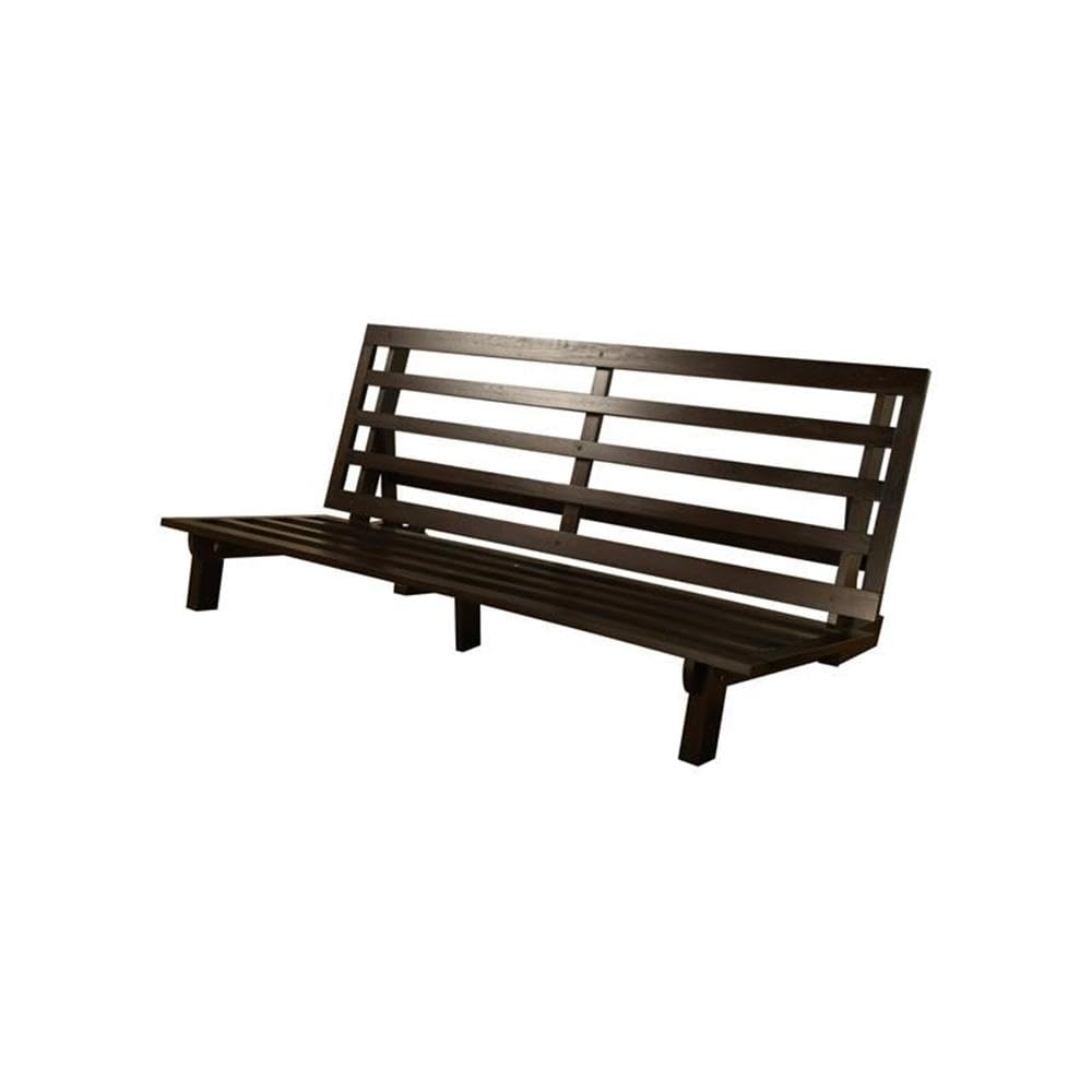 Kodiak Furniture Carson Full Size Futon Frame and Mattress Set - Java Brown Finish Wood Futon Frame with Mattress Included in Linen Stone Color