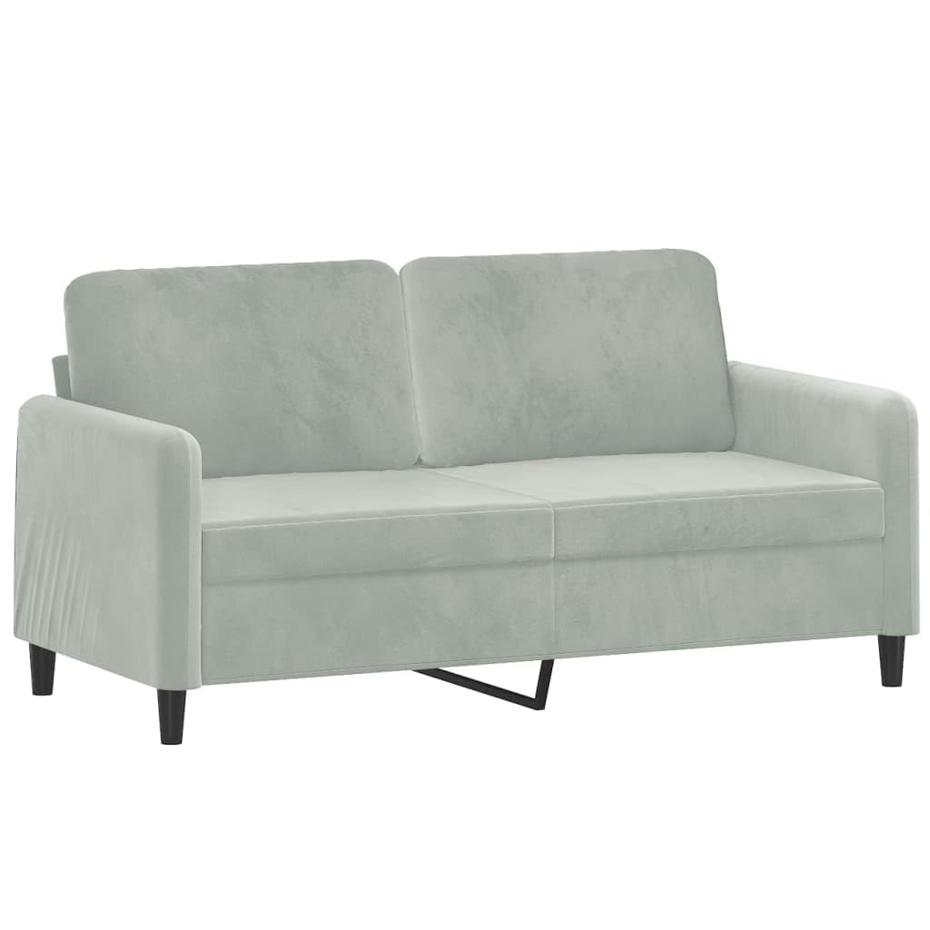 vidaXL Light Gray Velvet 2-Seater Sofa - Thumbnail 2