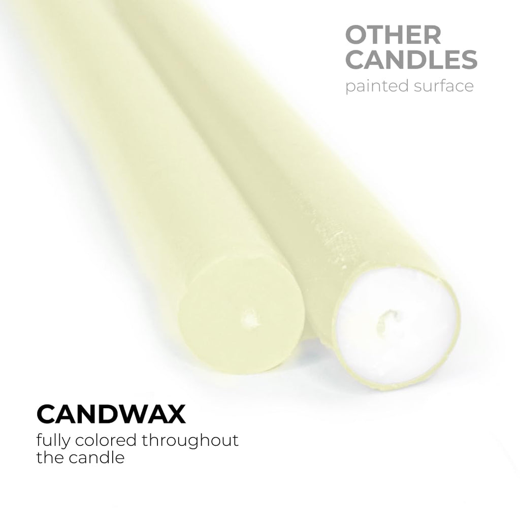 Candwax Ivory Taper Candles 12 Inch Dripless - Set Of 12 Tapered Candles Ideal As Dinner Candles - Smokeless And Unscented Taper