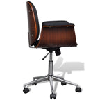 vidaXL Swivel Arm Chair with Bent Wood Frame and Faux Leather Covering - Adjustable Backrest - Easy Mobility with Castors - Adjustable Height