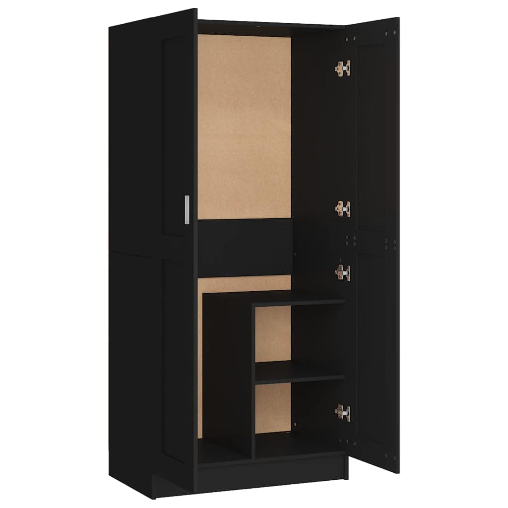 vidaXL Wardrobe Black 32.5&quot;x20.3&quot;x70.9&quot; Engineered Wood