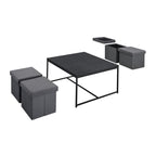 Lilola Home Caitlin Black Wood Grain 5 Piece Coffee Table Set