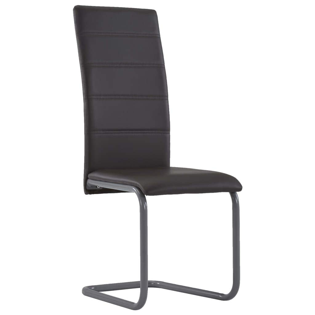 vidaXL Cantilever Dining Chairs - Set of 4, Durable Faux Leather Upholstery, Stylish and Modern Design, Great for Home or Office, Brown