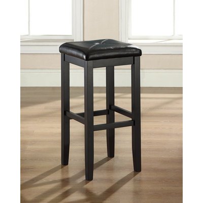 Crosley Furniture Upholstered Square Seat 29 Inch Barstool in Black (Set of 2)