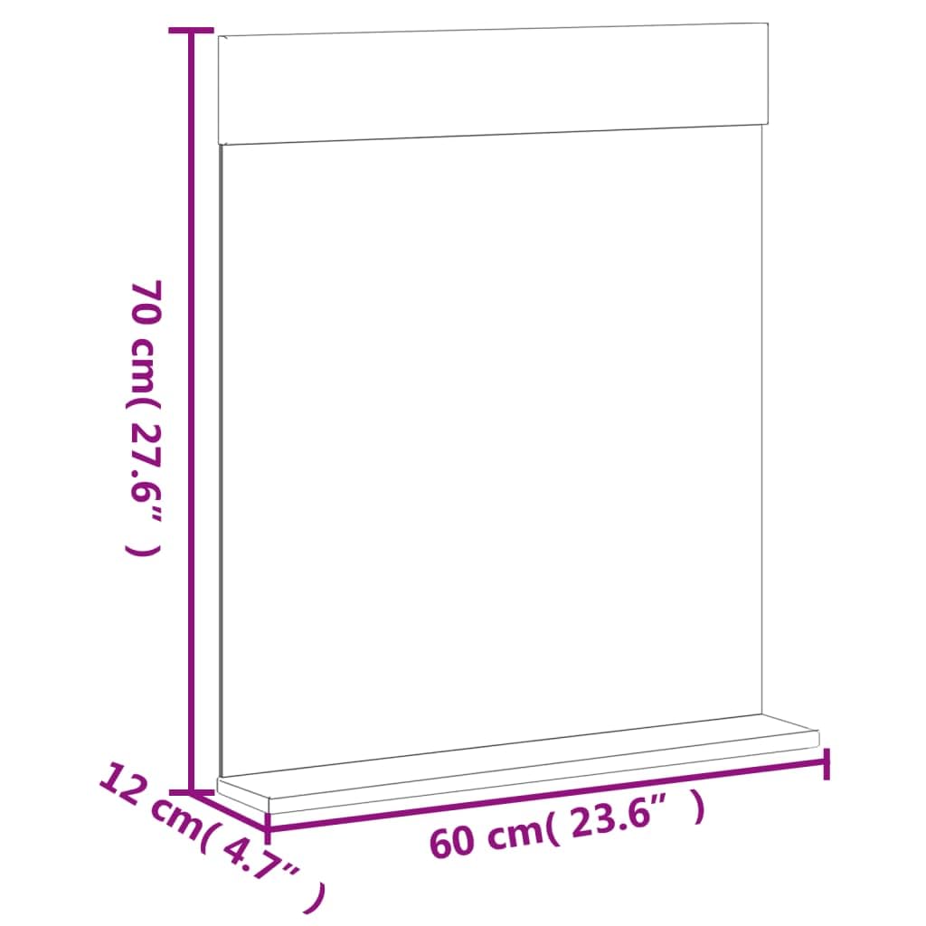 Vidaxl Berg White Bathroom Mirror With Shelf - Wall-Mounted Solid Pine Wood Mirror, Ideal For Small Spaces, Easy Maintenance, 23.6&quot;X4.7&quot;X27.6&quot;