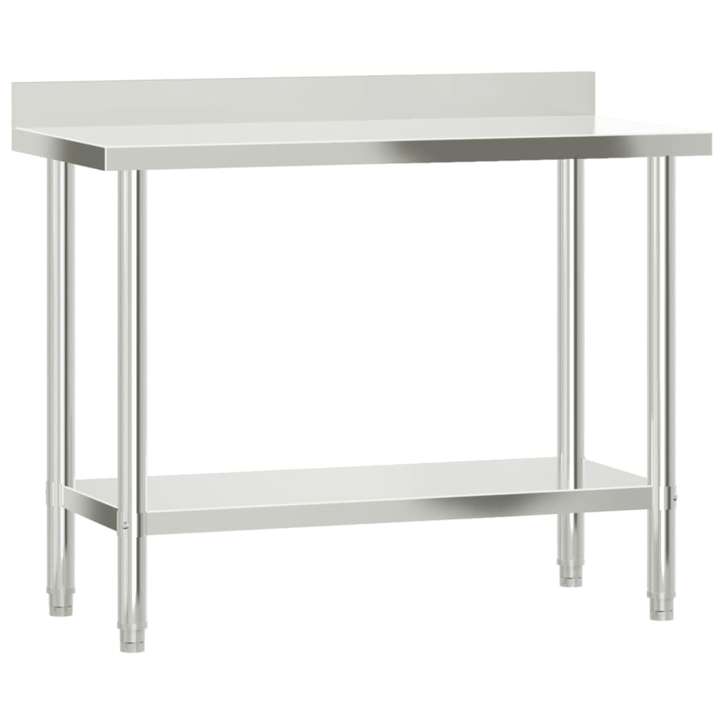 vidaXL Stainless Steel Kitchen Work Table 43.3&quot;x21.7&quot;x36.6&quot; with Backsplash for Commercial Use in Restaurant, Bar, School