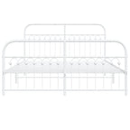 vidaXL Metal Bed Frame - 59.1x78.7 White - Durable Steel Frame with Headboard/Footboard - Extra Storage Space - Mattress Not Included