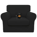 Easy-Going 100% Dual Waterproof 2 Pieces Chair Cover Stretch Soft Couch Cover For Dogs, Sofa Slipcover For 1 Separate Cushion Couch Leakproof Furniture Protector For Kids, Pets Black