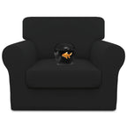 Easy-Going 100% Dual Waterproof 2 Pieces Chair Cover Stretch Soft Couch Cover For Dogs, Sofa Slipcover For 1 Separate Cushion Couch Leakproof Furniture Protector For Kids, Pets Black