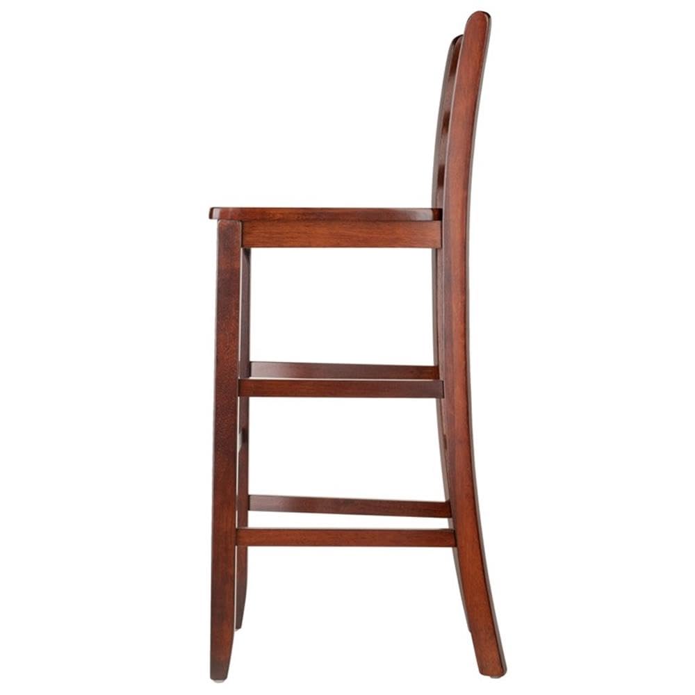 Benjamin 2-Pc Ladder Back 30&quot; Bar Stool Set Antique Walnut