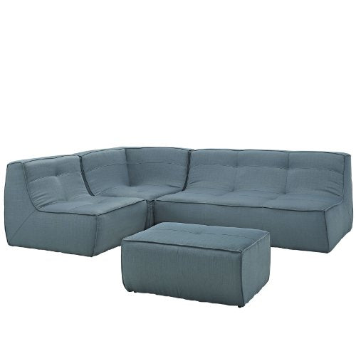 Modway Align 4-Piece Upholstered Sectional Sofa, Sea