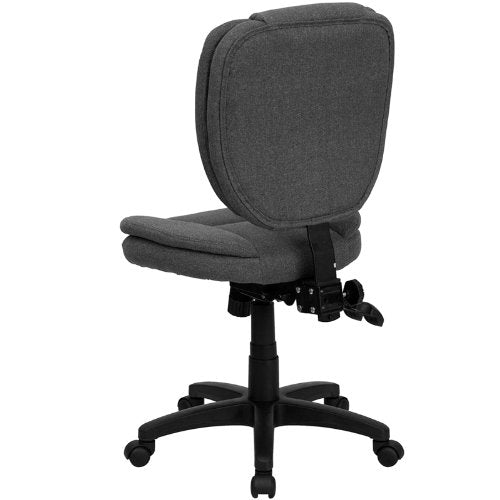 Flash Furniture Caroline Mid-Back Gray Fabric Multifunction Swivel Ergonomic Task Office Chair with Pillow Top Cushioning