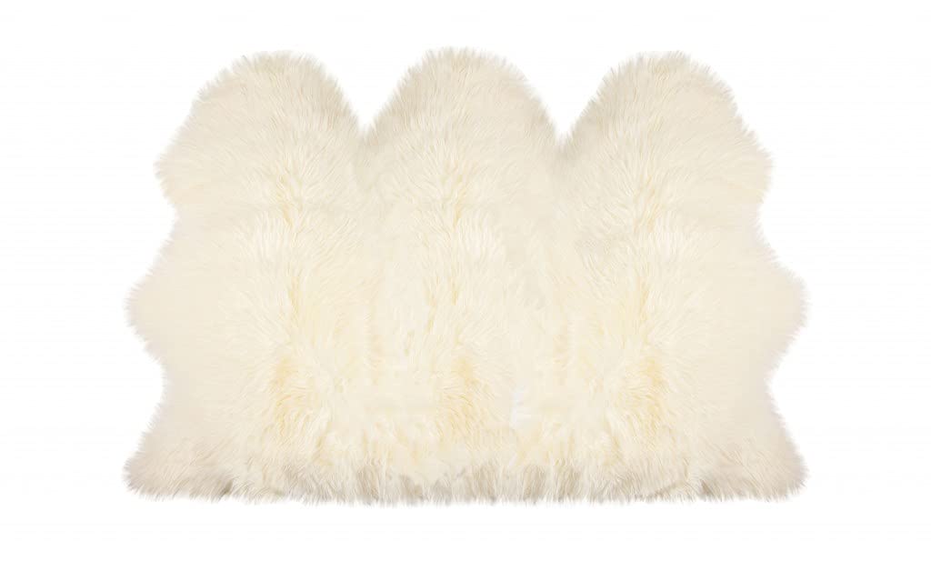 HomeRoots New Zealand Sheepskin, Microsuede 3' x 5' Trio Natural Sheepskin Area Rug