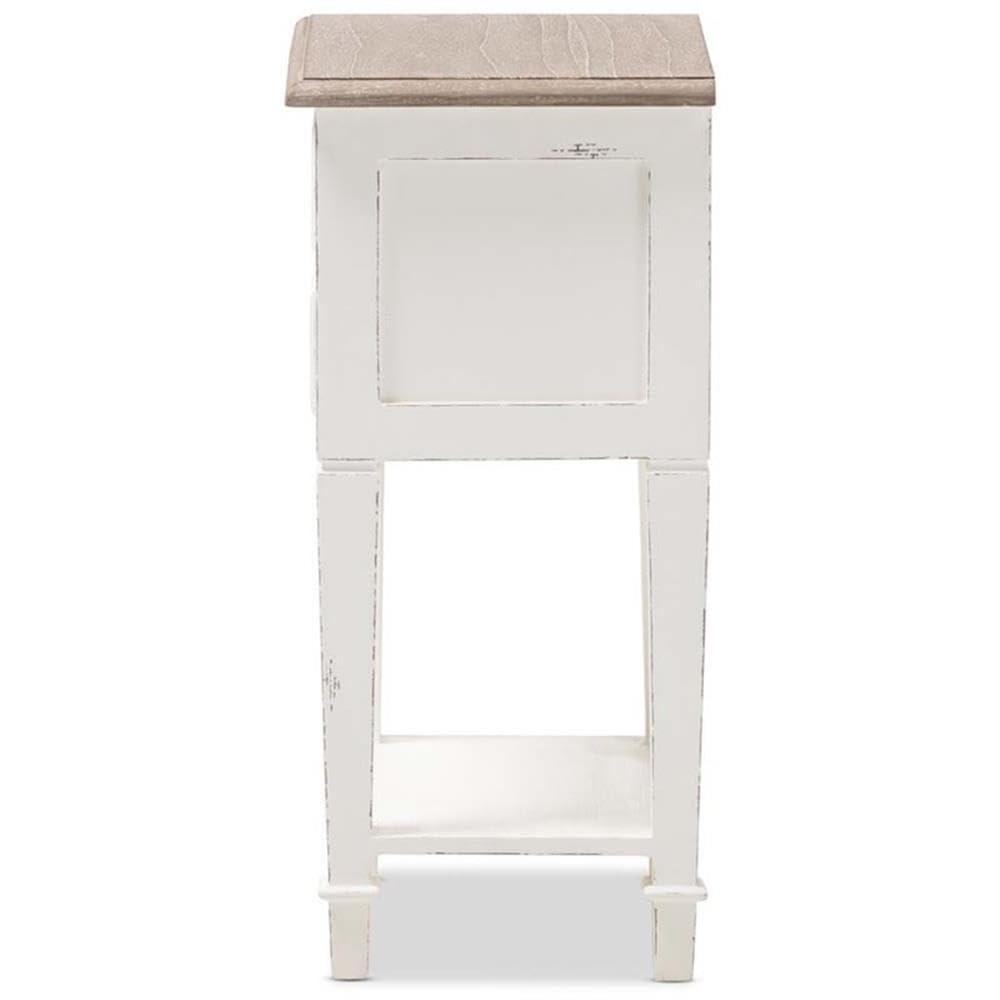 Baxton Studio Dauphine 15 3/4' Wide Weathered Oak and White Side Table