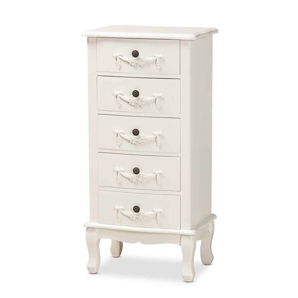 Baxton Studio Callen White Finished Wood 5-Drawer Chest