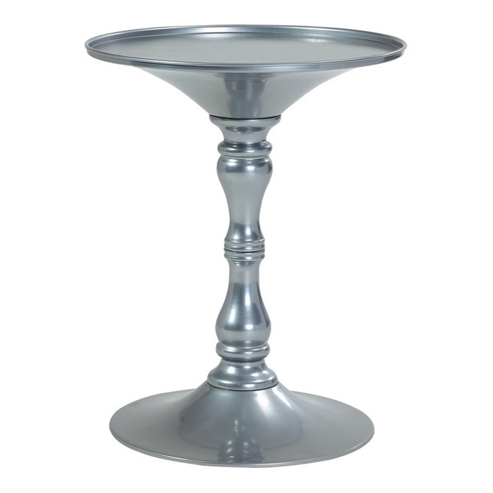 Pangea Home Bishop Circle Top Modern Steel Metal Side Table In Silver