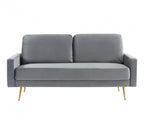 HomeRoots Compact 72' Grey Velvet Sofa with Two Cushions