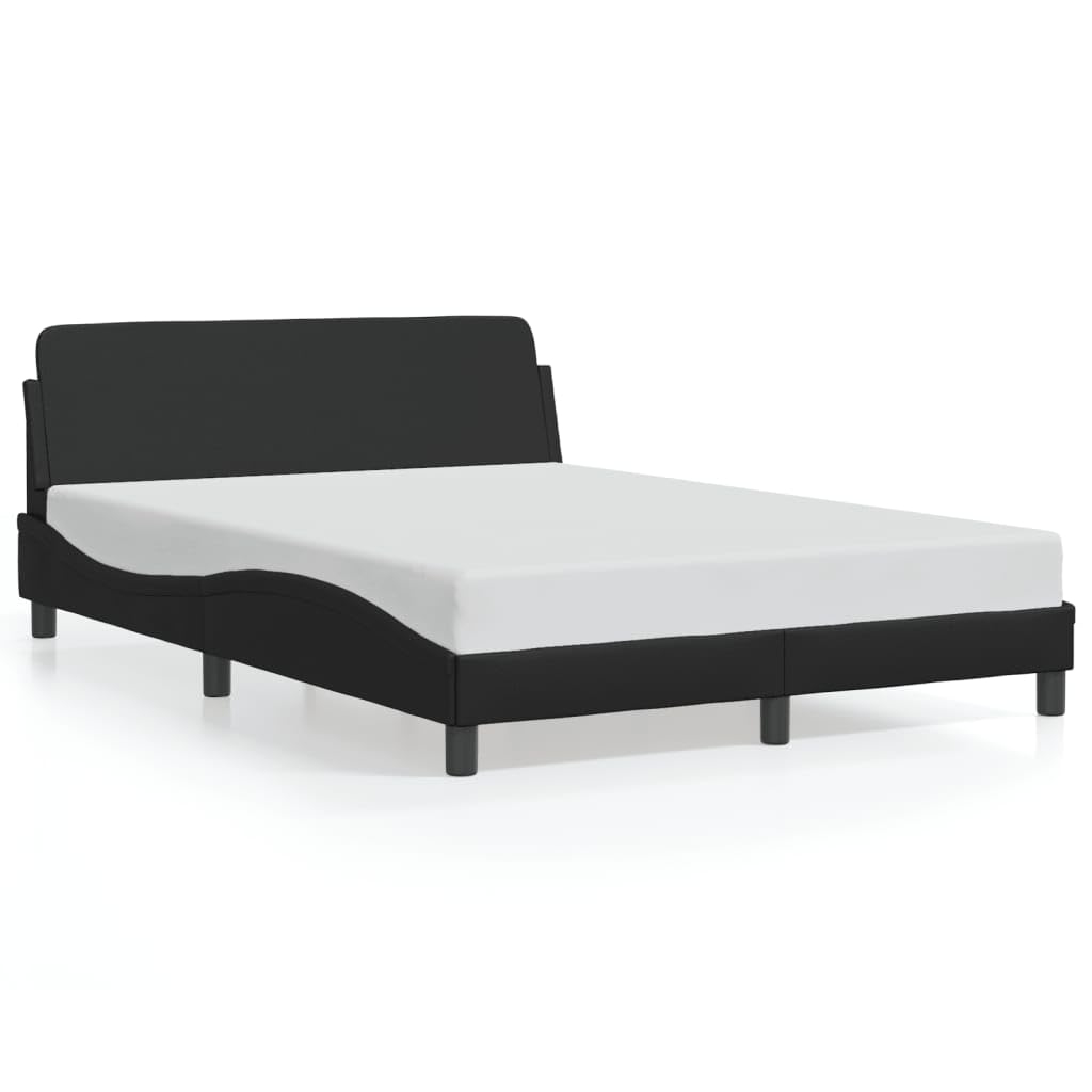 vidaXL Bed Frame with Headboard - Full Size Faux Leather, Black, 81.9"x55.9"x29.3"