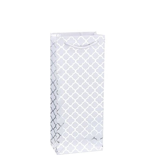 Amscan Picture Perfect Party Printed Glossy Bottle Bag, White, 12.9'' X 5.3''