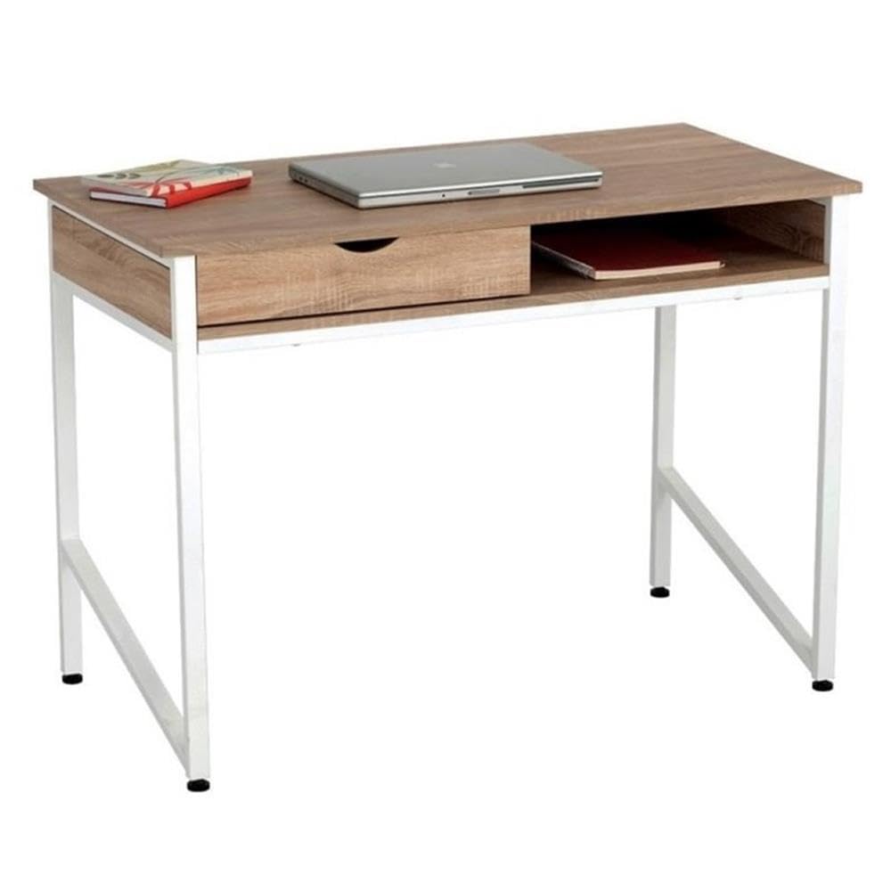 Safco Products 1950WH Studio Desk with Single Drawer Storage, White