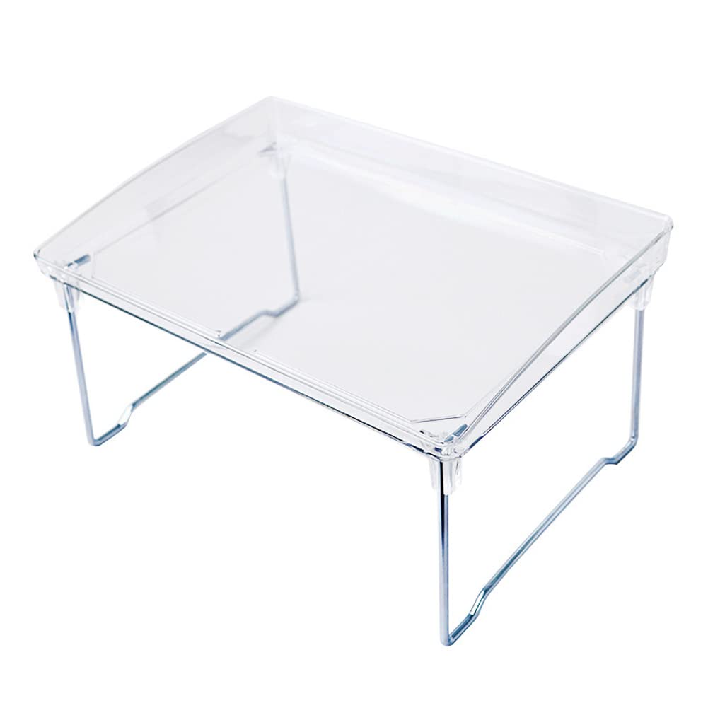 Teensery Clear Acrylic Cabinet Shelf Foldable Kitchen Counter Shelf Rack Stackable Storage Stand Organizer for Bathroom Pantry C