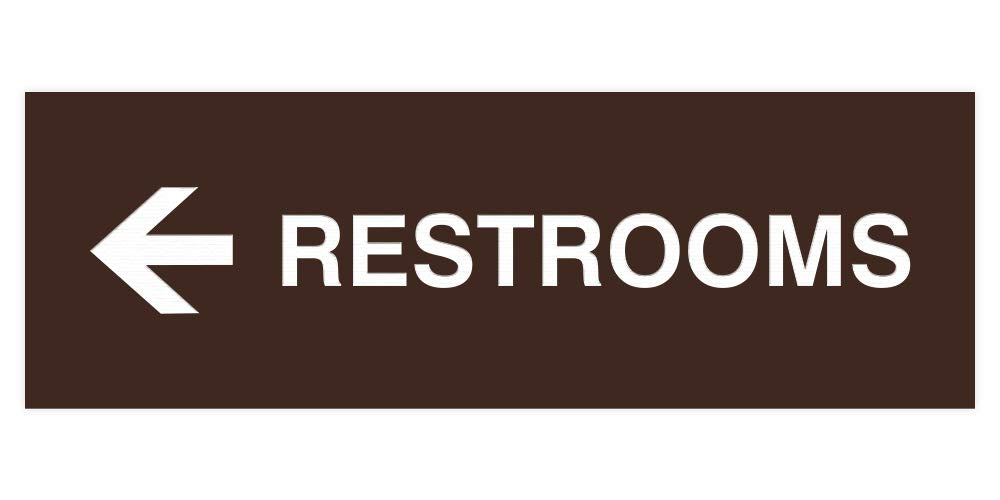 Signs Bylita Basic Restrooms Left Arrow Directional Wall Or Door Sign - Durable Material| Double-Sided Foam Adhesive Tapesign (D