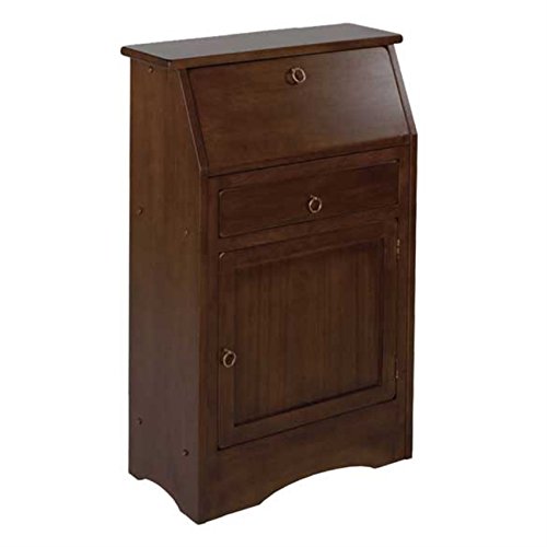 Ergode Versatile Secretary Desk with Fold-Down Table, Storage Cabinet, and Shelves in Walnut Finish - 38.5'H x 25.1'W x 11.9'D