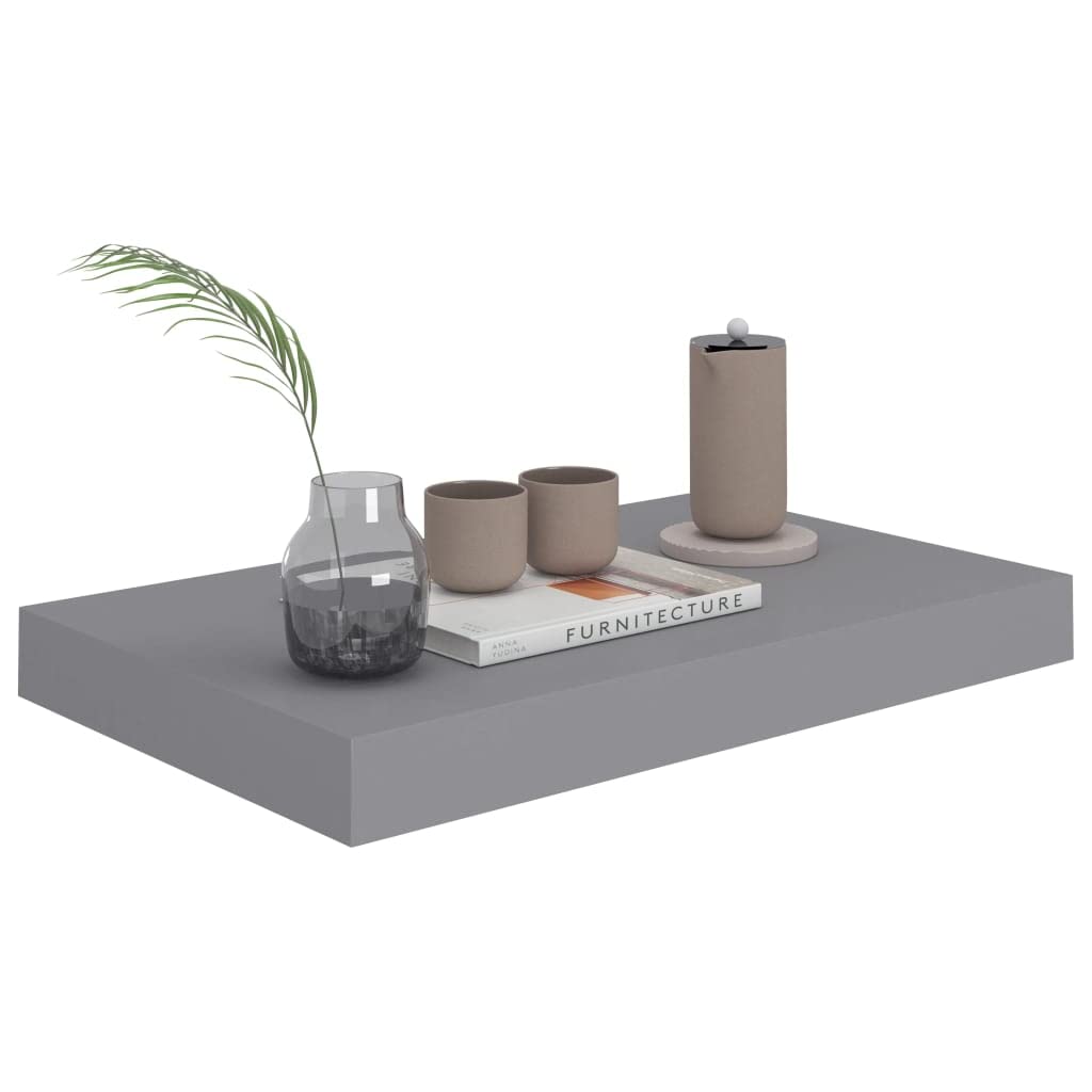 vidaXL Set of 2 Modern Floating Wall Shelves – Invisible Mounting – Honeycomb MDF and Metal Frame – Gray – Ideal for Books, Awards, Collectibles Display