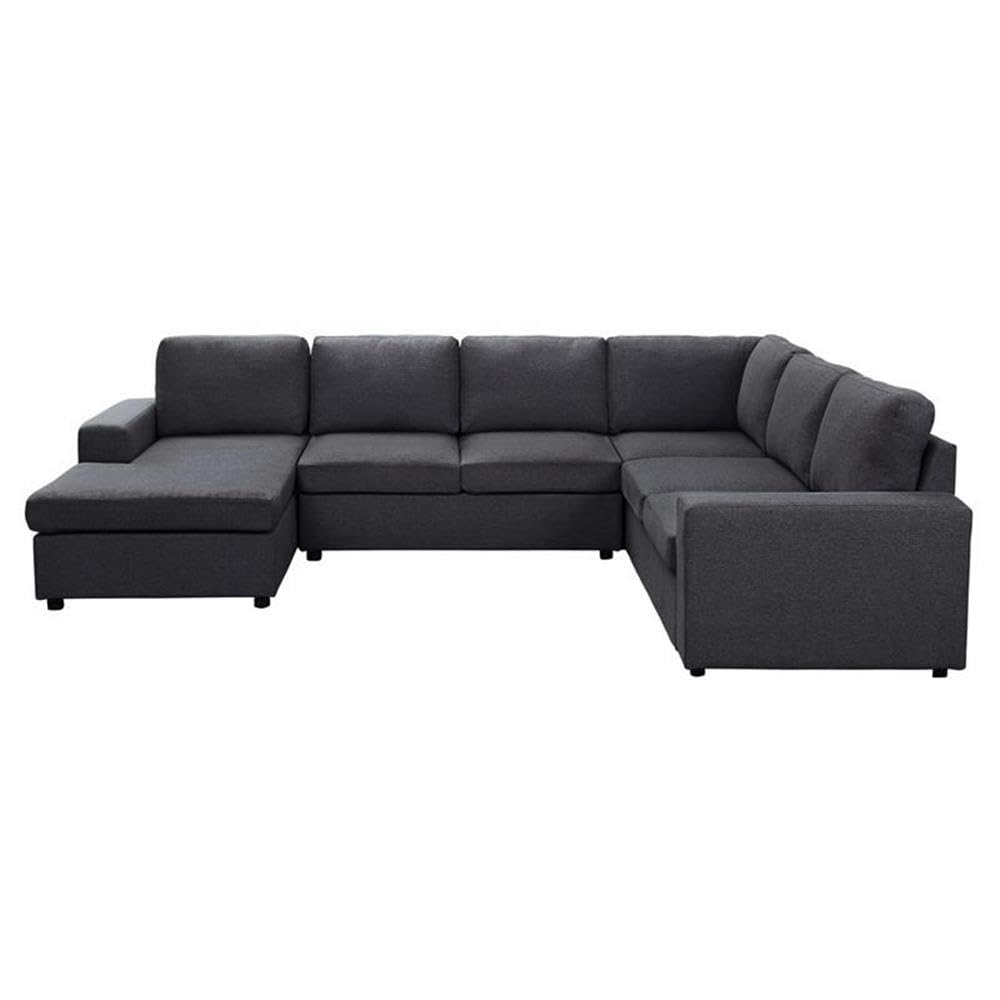 Lilola Home Dakota Sectional Sofa with Reversible Chaise in Dark Gray Linen