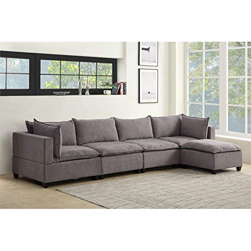 Lilola Home Madison Dark Gray Fabric 5 Piece Modular Sectional Sofa Chaise