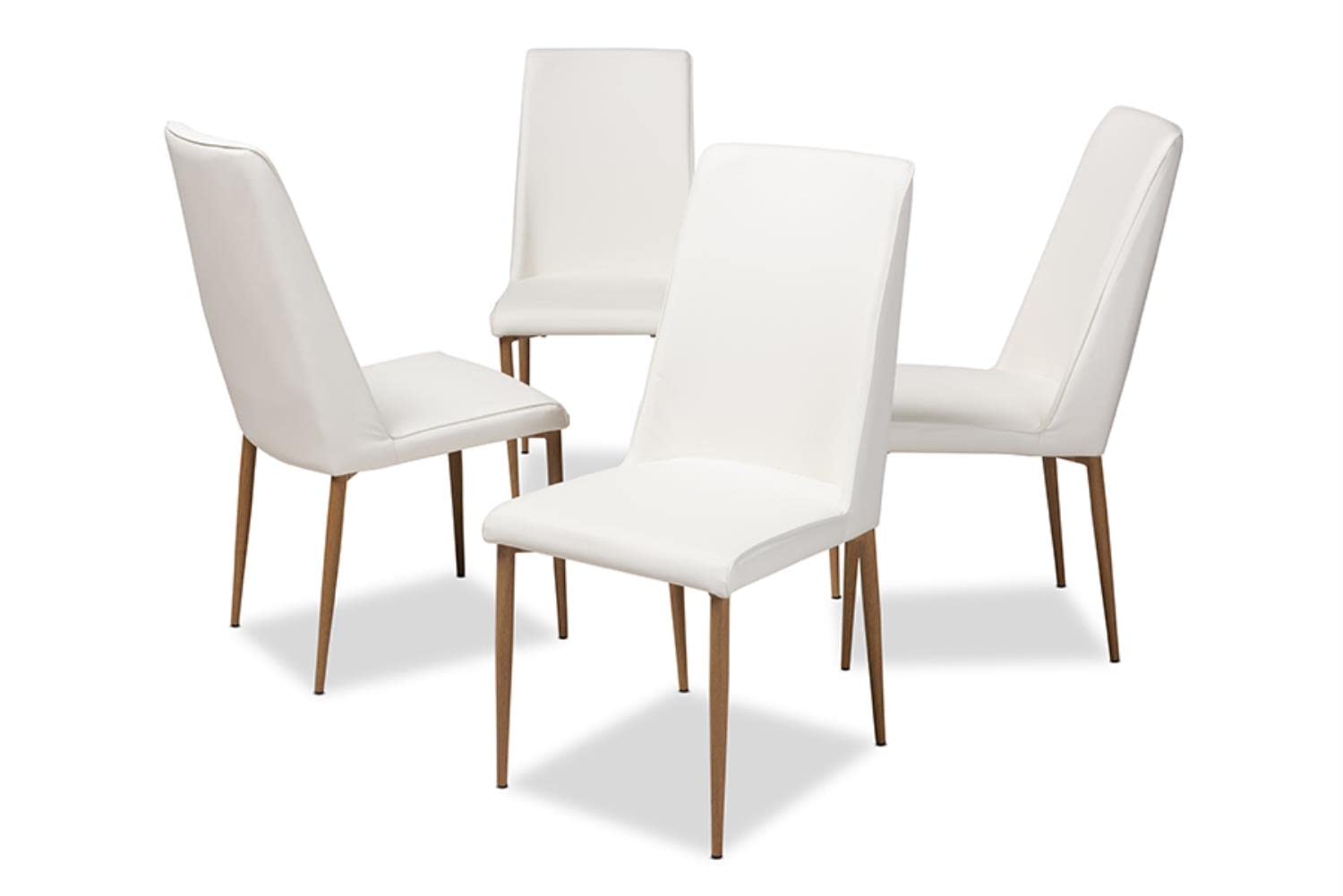 Baxton Studio Chandelle Modern and Contemporary White Faux Leather Upholstered Dining Chair