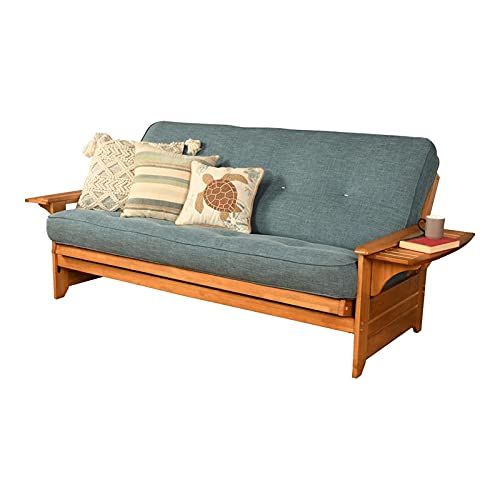 Kodiak Furniture Phoenix Frame with Linen Fabric Mattress in Aqua Blue/Butternut