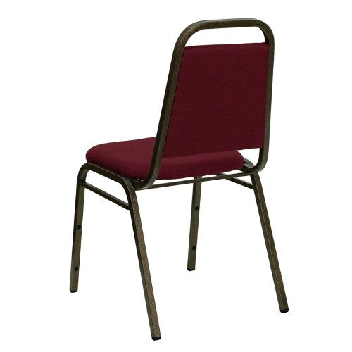Trapezoidal Back Stacking Chair Burgundy Fabric & Silver Vein Frame Finish