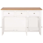 vidaXL Solid Oak and Acacia Wood Sideboard - 3 Drawers and 2 Cabinets - 43.3"x13.2"x27.6" Rustic & Modern Design, Farmhouse Style, Durable and Spacious Brown White Sideboard