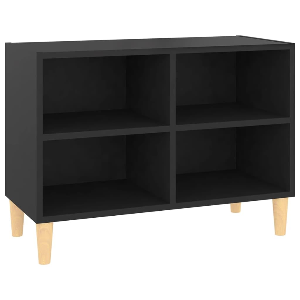 vidaXL TV Stand, TV Unit for Living Room, Sideboard with Solid Wood Legs, Entertainment Center Media Unit Cupboard, Scandinavian Style, Black